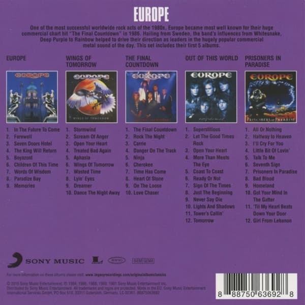 Europe: Original album classics 1983-91 (5 CD)