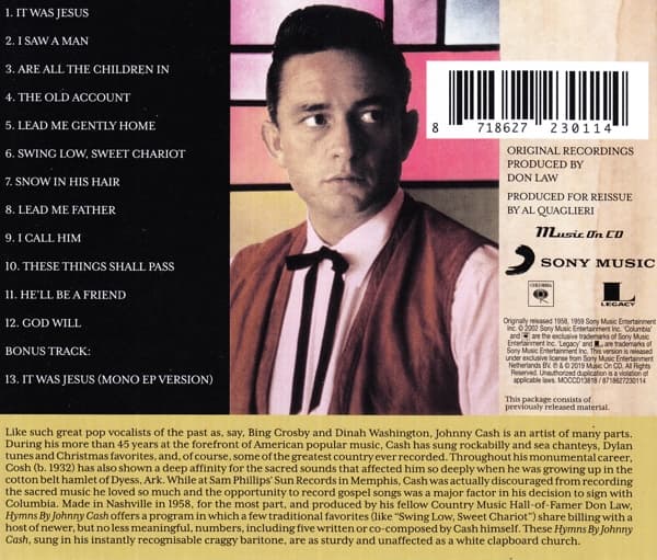Johnny Cash: Hymns by Johnny Cash 1958 (CD)