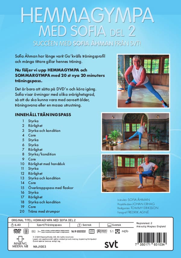 Hemmagympa med Sofia 2 + Vattenflaska & Handduk (3 DVD)