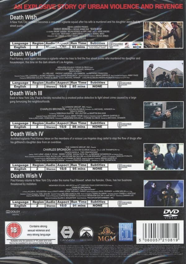 Death Wish 1-5 (Ej svensk text) (5 DVD)