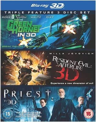 The Green Hornet/Priest/Resident Evil: Afterlife  (2011) Seth Rogen, Blu-Ray Pre-Owned