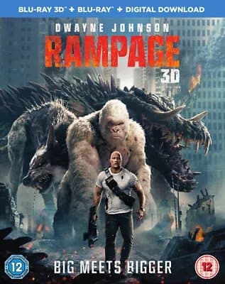 Rampage  (2018) Dwayne Johnson, Peyton (DIR) cert 12 2 discs  Blu-Ray Pre-Owned