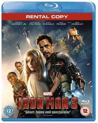 Iron Man 3  (2013) Robert Downey Jr., Black (DIR) cert 12  Blu-Ray Pre-Owned