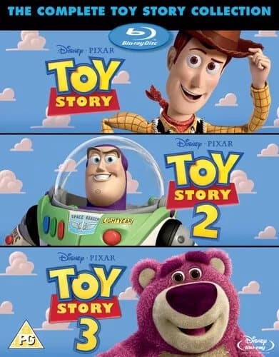 Toy Story 1-3  (2010) John Lasseter cert PG 4 discs  Blu-Ray Pre-Owned