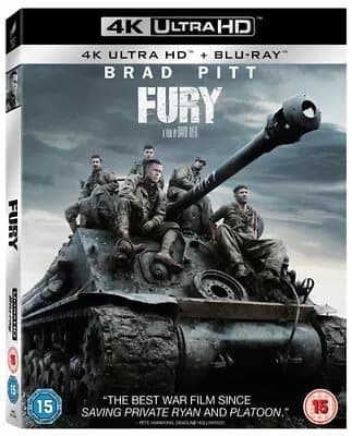 Fury  (2018) Brad Pitt, Ayer (DIR) cert 15 2 discs  Blu-Ray Pre-Owned