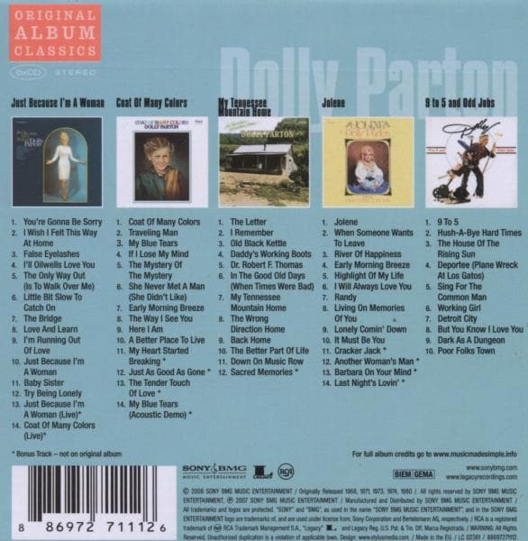 Parton Dolly: Original album classics 1968-80 (5 CD)