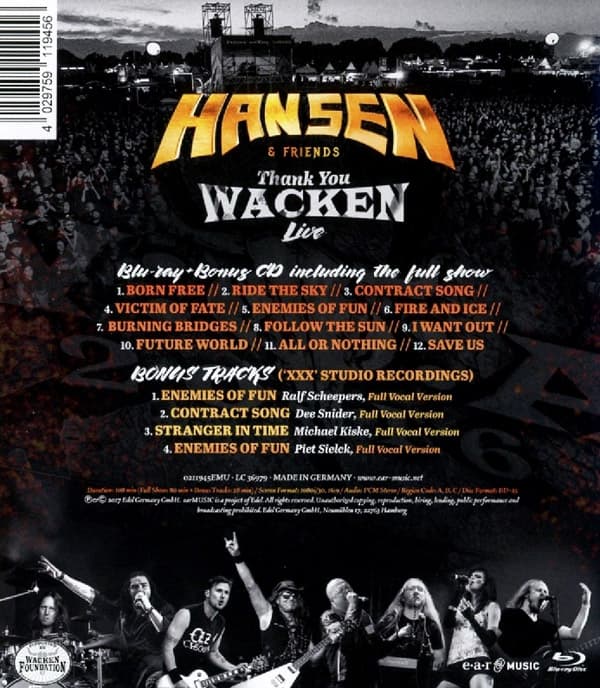 Hansen Kai: Thank you Wacken - Live 2016 (Blu-ray + CD)