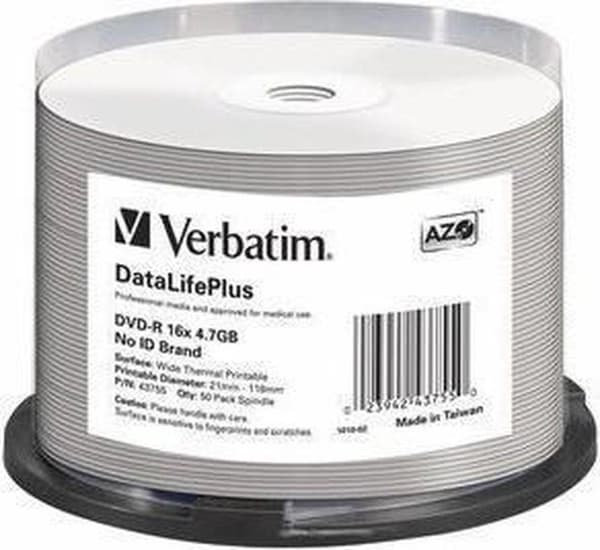 Verbatim DVD-R AZO 4,7 GB 16X DL TERMISK UDSKRIVbar - Rohling