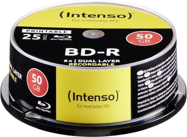 Intenso 5101124 Blu-ray BD-R DL-skive 50 GB 25 stk. Spindel Printbar