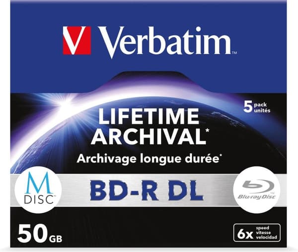 Verbatim M-Disc - 5 x BD-R DL - 50 GB 6x - Mat sølv - Jewel Case (æske) (43846)