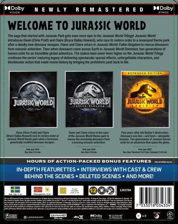 Jurassic World 1-3 - Ltd Steelbook (3 4K Ultra HD)