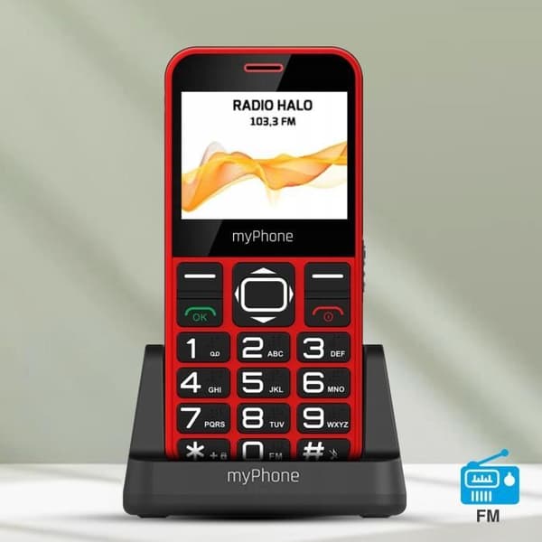 Seniortelefon myPhone Halo 3 FM Radio Laddstation Röd SOS-knapp