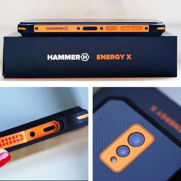 Smartphone HAMMER Energy X 4G LTE, Stötsäker och Vattentät IP69, Svart / Orange
