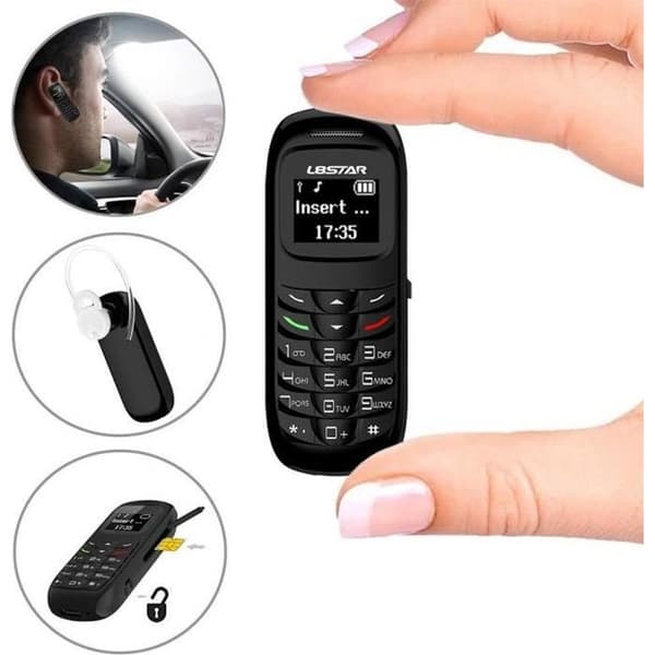 L8star Mini Mobiltelefon BM70 GSM Bluetooth Dialer Headset Hörlursstöd SIM-kort 0,66 tum (svart)