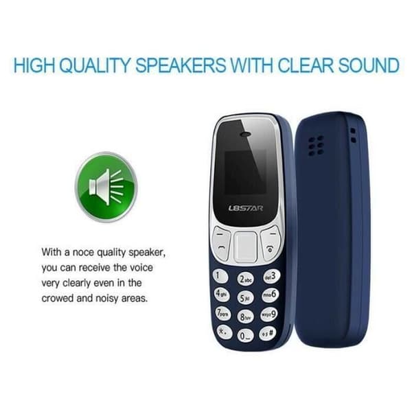 L8star BM10 mini blå telefon Bluetooth lågstrålning dual SIM mobiltelefon