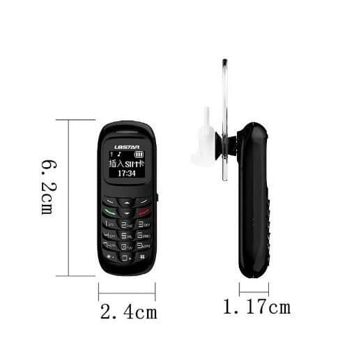 L8STAR BM70 mini mobiltelefon mobil Trådlös bluetooth headset uppringare stereo mini headset ficktelefon (svart)