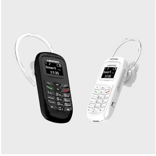 L8STAR BM70 mini mobiltelefon mobil Trådlös bluetooth headset uppringare stereo mini headset ficktelefon (svart)