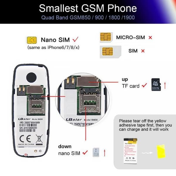 L8STAR BM10 Dual SIM Bluetooth Mobiltelefon - XCSOURCE - Full knappsats - Svart
