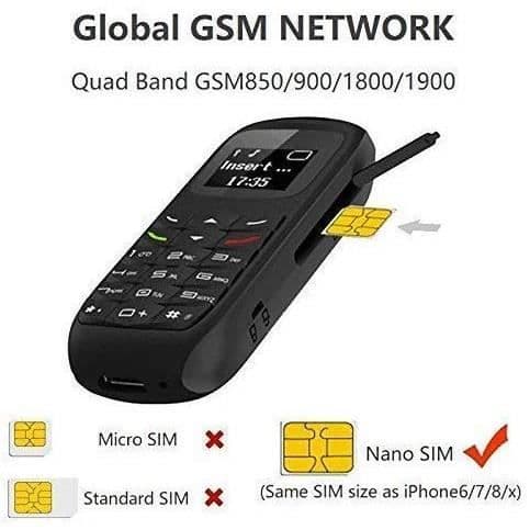 Codomoxo® Den minsta mobiltelefonen L8Star BM70 Mini Mobile Mini Svart olåst