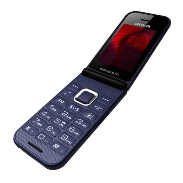 Aiwa FP-24DB BLÅ dual SIM senior flip-telefon med färgskärm och kamera