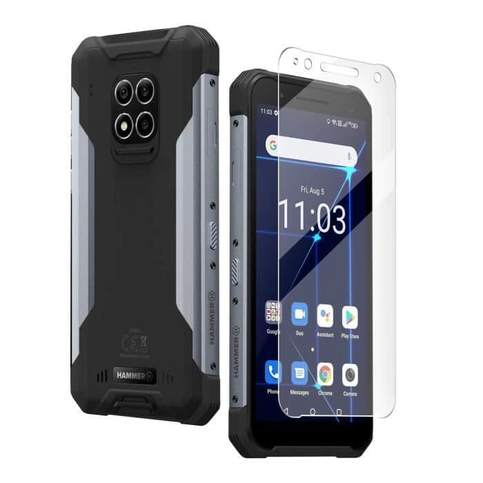 HAMMER Construction Splittersäker telefon med skärmskydd i härdat glas