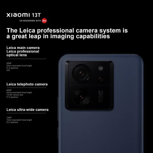 Xiaomi 13T 5G Smartphone 8+256GB Svart MediaTek Dimensity 8200-Ultra 6,67" AMOLED-skärm 144Hz Batteri 5000mAh 67W 50MP Leica-kamera