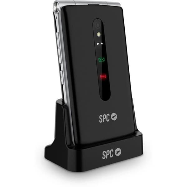 SPC Prince 4G – Flip Mobiltelefon för seniorer, stora knappar, SOS-knapp, laddningsvagga och USB-C – Svart