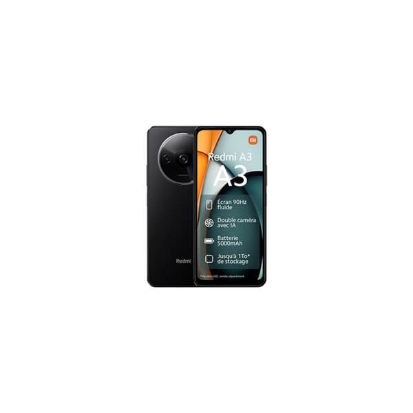 Smartphone - XIAOMI - Redmi A3 - 64GB - Svart - Dubbel SIM - Fingeravtrycksläsare Svart