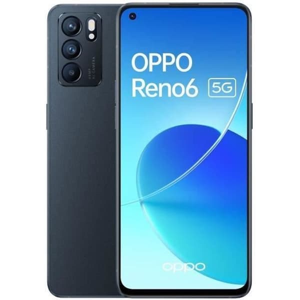 OPPO RENO6 128GB Svart (2021) - Renoverad - Utmärkt skick- REFURBISHED