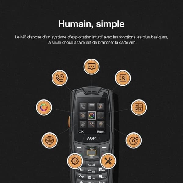 Senior Mobiltelefon - AGM - M6 - 4G LTE - Högtalare 109 dB - Vattentät IP68