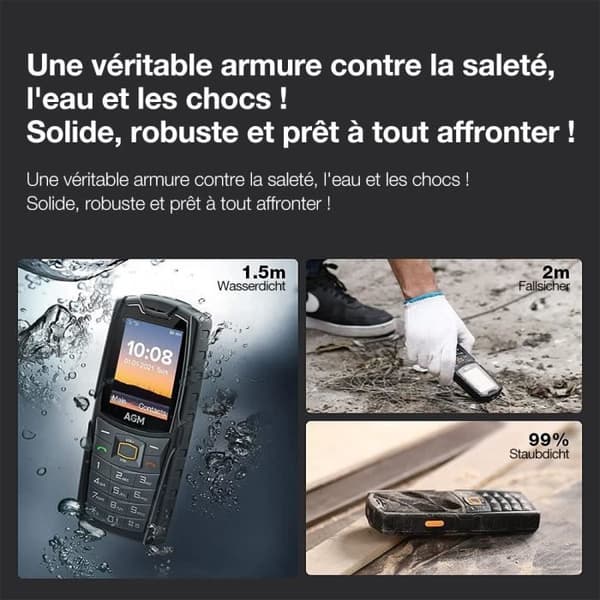 Senior Mobiltelefon - AGM - M6 - 4G LTE - Högtalare 109 dB - Vattentät IP68