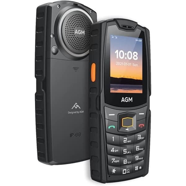 Senior Mobiltelefon - AGM - M6 - 4G LTE - Högtalare 109 dB - Vattentät IP68 Svart