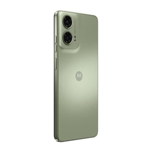 Smartphone Motorola G24 med 6,6' HD+ 90Hz LCD-skärm, MediaTek Helio G85-processor, 128GB ROM, 4GB RAM, 50MP huvudkamera. Grön