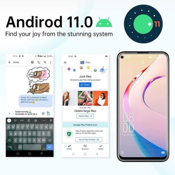 OUKITEL C21 Pro Smartphone Android 11 6,39" Mobiltelefon Octa-Core 4GB+64GB 8MP-21MP 4000 mAh Dual SIM 4G Telefon-Svart