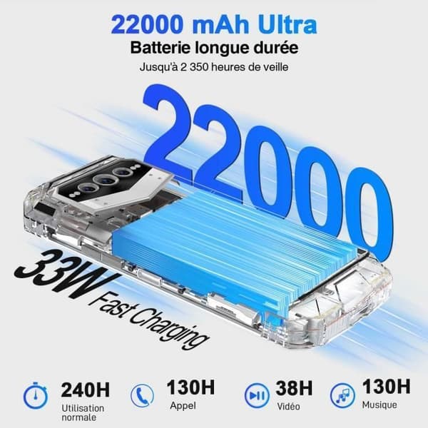 DOOGEE V Max (2024) robust smartphone - Stort 22000mAh batteri - 108MP AI trippelkamera - NFC GPS - Guld