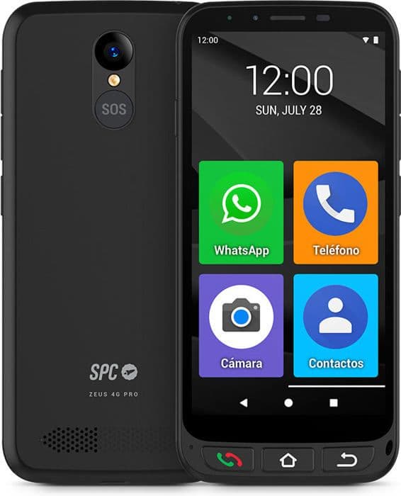 SPC ZEUS 4G PRO + Fodral – Senior Smartphone 4/64GB, enkelt läge med stora ikoner, SOS-knapp, Smart Hjälp, Android, laddningsbas