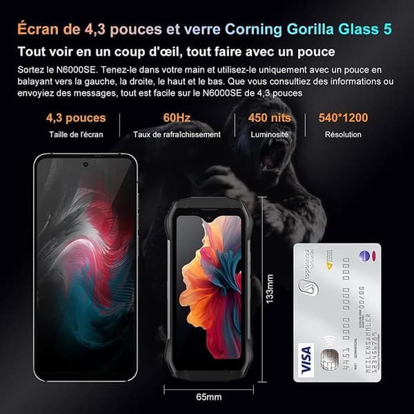 Blackview N6000 SE Mini Unbreakable Mobiltelefon 12GB+128GB Android 13 3700mAh,4,3" IP69K NFC Orange med W50 Smart Watch