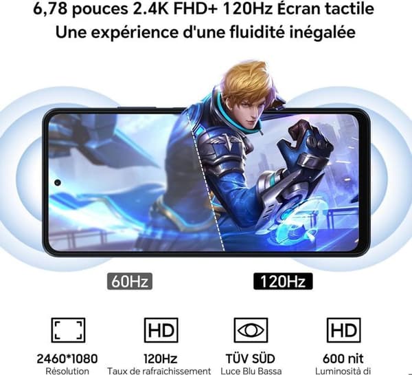 Oscal Tiger 12 olåst mobiltelefon 6,78 tum 16GB+128GB-SD 1TB 64MP Kamera 5000mAh Android 13 NFC Dual SIM GPS - Lila