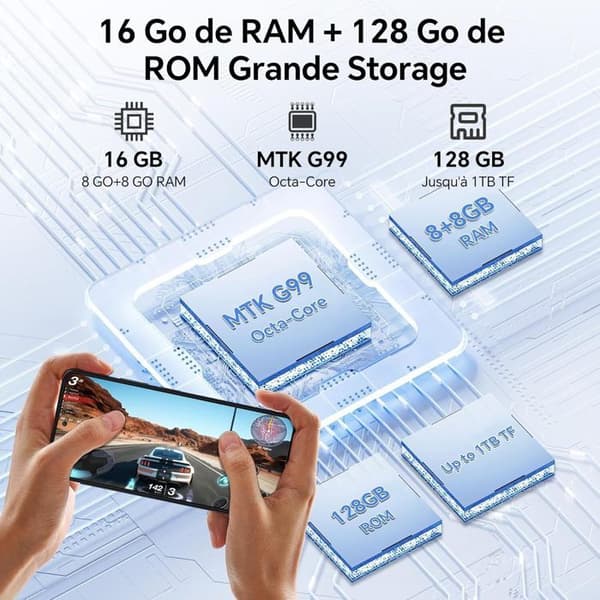Oscal Tiger 12 olåst mobiltelefon 6,78 tum 16GB+128GB-SD 1TB 64MP Kamera 5000mAh Android 13 NFC Dual SIM GPS - Lila