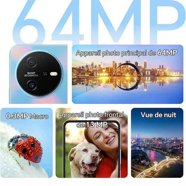 Oscal Tiger 12 olåst mobiltelefon 6,78 tum 16GB+128GB-SD 1TB 64MP Kamera 5000mAh Android 13 NFC Dual SIM GPS - Lila