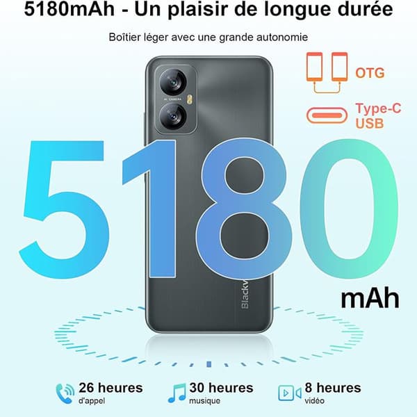 Blackview A52 Pro 4G mobiltelefon 6,517" HD+ 90Hz 12GB+128GB-SD 512GB 5180mAh 13MP+5MP Android 13 Dual SIM - Vitality Green