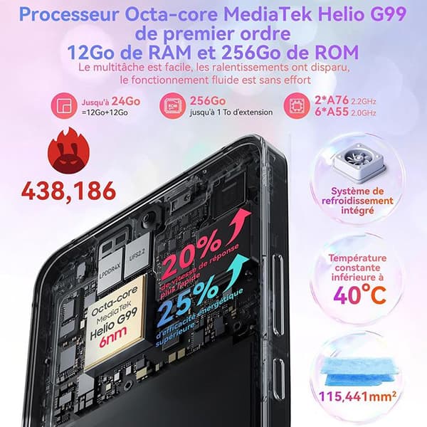 Oscal Tiger 12 olåst mobiltelefon 6,78 tum 24GB+256GB-SD 1TB 64MP Kamera 5000mAh Android 13 NFC Dual SIM GPS - Grå
