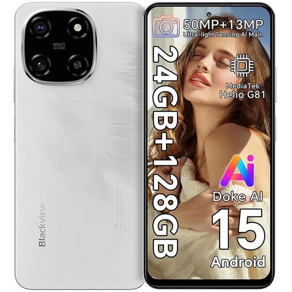 Blackview COLOR 8 Olåst smartphone 16GB+128GB 6.52" 50MP+8MP 6000mAh Android 13 Telefon Dual SIM 4G GPS - Lila