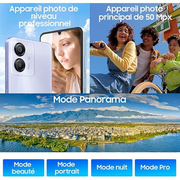 Blackview COLOR 8 Olåst smartphone 16GB+256GB 6.52" 50MP+8MP 6000mAh Android 13 Dual SIM 4G GPS-telefon - Lila