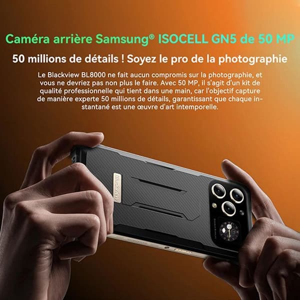 Blackview BL8000 Sprosssäker olåst mobiltelefon 5G 24GB+512GB 6,78" 8800mAh 50MP+16MP Android 13 WiFi6 - Svart