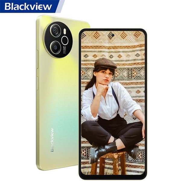 Blackview Shark 8 olåst mobiltelefon Android 13 16GB+256GB 6,78" 2,4K 64MP 5000mAh NFC 3 kortplatser - guld