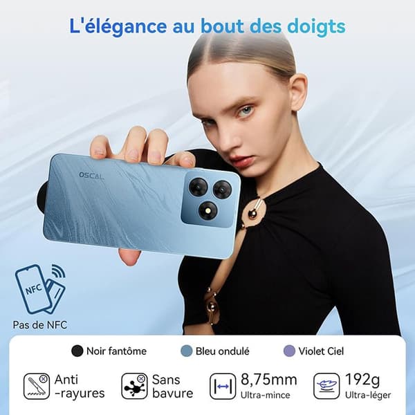 Oscal FLAT 2 Mobiltelefon 6,56" 256GB 5000mAh Android 14 Dual SIM Blue med Blackview Airbuds 60