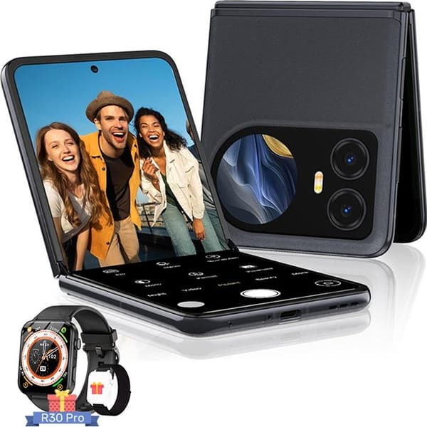 Blackview HERO 10 Dual Screen Foldable Smartphone 6,9" (12+24)GB+256GB,108MP+32MP,4000mAh,NFC Black med R30 Pro Smartwatch