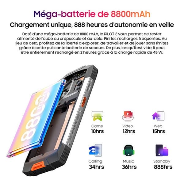OSCAL PILOT 2 Unbreakable Smartphone 6,5" Dual Screen (8+16)GB+256GB 50MP+32MP 8800mAh Grön med Blackview Airbuds 8