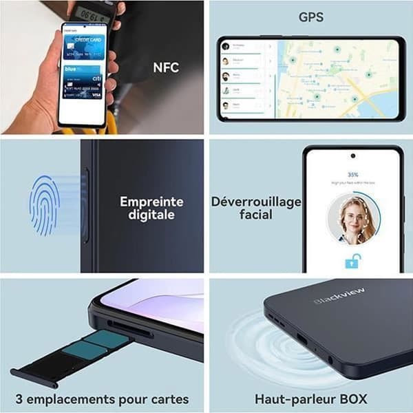 Olåst mobiltelefon Blackview Shark 8 16GB+256GB Android 13 6.78" 2.4K 64MP 5000mAh NFC 3 kortplatser - blå